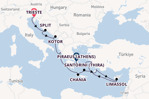 Eastern Mediterranean from Trieste, Italy with the Enchanted Princess