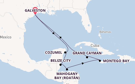 Western Caribbean from Galveston, Texas, USA with the Carnival Sunshine