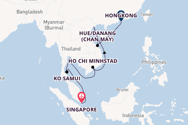 Zuidoost-Azië vanaf Singapore, Singapore met de Coral Princess