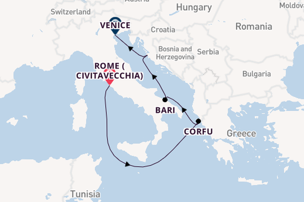 Mediterranean from Rome (Civitavecchia), Italy with the MSC Opera