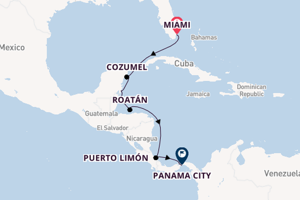 Central America from Miami, Florida with the Marina