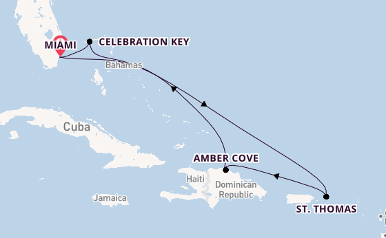 Caribbean from Miami, Florida, USA with the Carnival Celebration