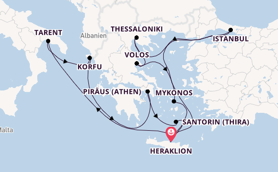 Östliches Mittelmeer ab Heraklion, Griechenland auf der Mein Schiff 5