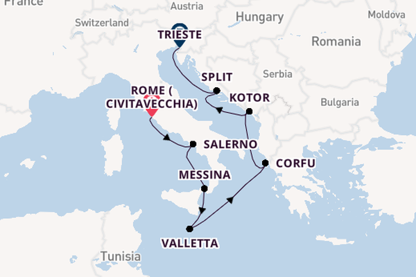 Mediterranean Sea from Rome (Civitavecchia), Italy with the Allura