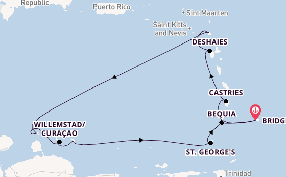 Southern Caribbean from Bridgetown, Barbados with the Silver Spirit