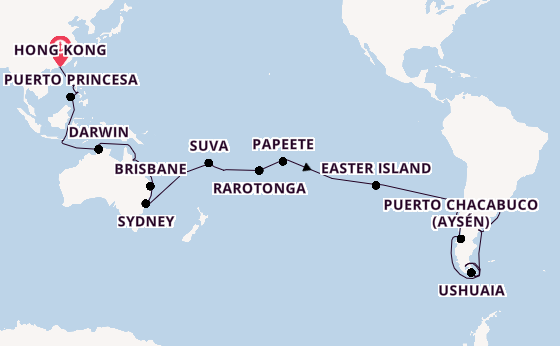 Transpacific from Hong Kong, China with the Costa Serena