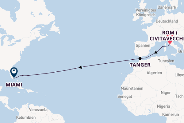 Transatlantik ab Rom (Civitavecchia), Italien auf der Norwegian Luna