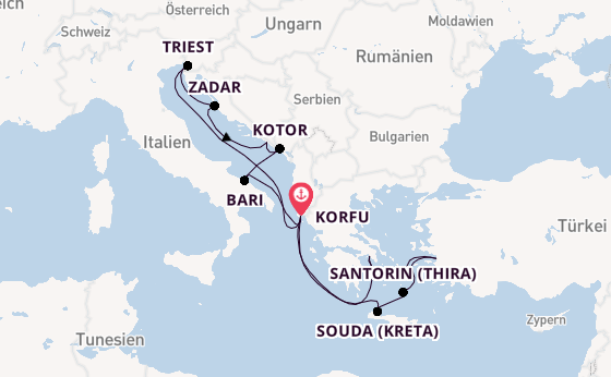 Östliches Mittelmeer ab Korfu, Griechenland auf AIDAblu