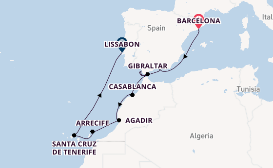 Westelijke Middellandse Zee vanaf Barcelona, Spanje met de Norwegian Star
