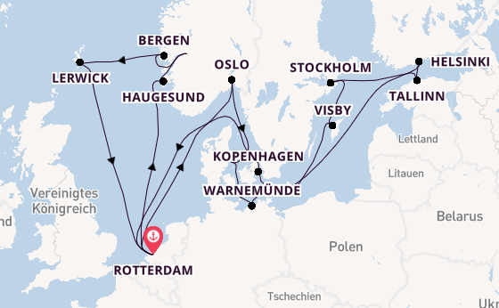 Norwegen ab Rotterdam, Niederlande auf der Rotterdam