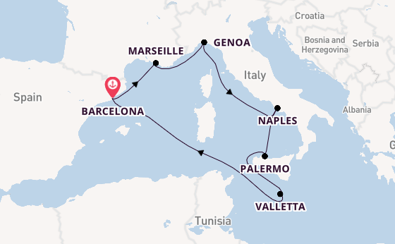 Western Mediterranean from Barcelona, Spain with the MSC Seaview