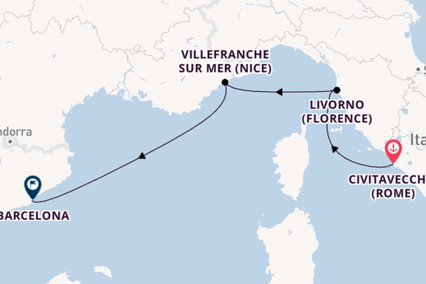 Westelijke Middellandse Zee vanaf Civitavecchia (Rome), Italië met de EXPLORA II