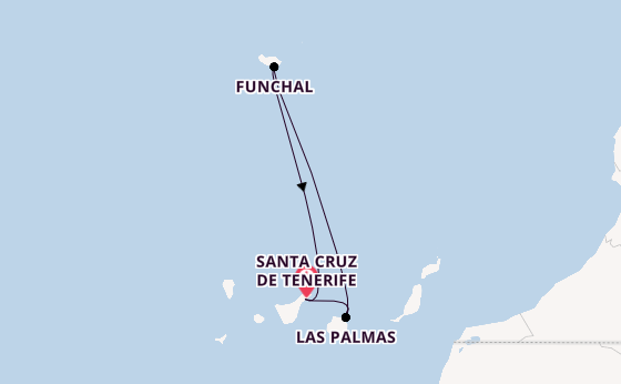 Kanarische Inseln ab Santa Cruz de Tenerife, Spanien auf der Costa Smeralda