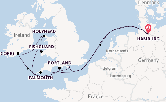 Britse Eilanden vanaf Hamburg, Duitsland met AIDAbella