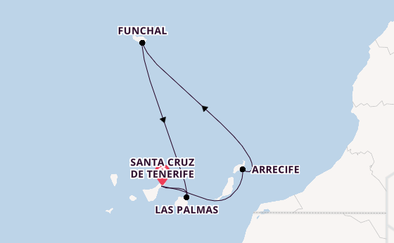 Canarische Eilanden vanaf Santa Cruz de Tenerife, Tenerife, Spanje met de Costa Smeralda