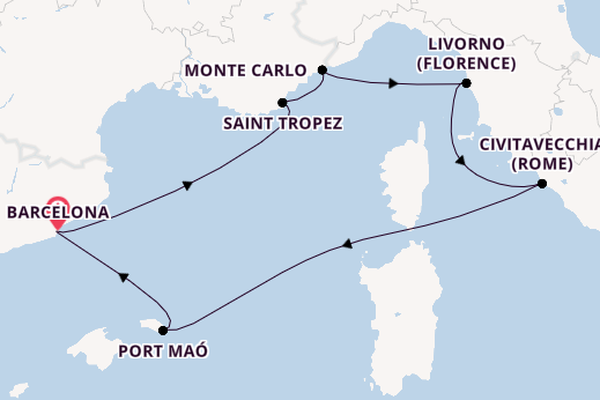 Westelijke Middellandse Zee vanaf Barcelona, Spanje met de EXPLORA II