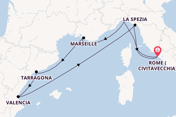Western Mediterranean from Rome (Civitavecchia), Italy with the MSC Orchestra 