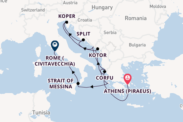 Mediterranean Sea from Athens (Piraeus), Greece with the Nieuw Statendam