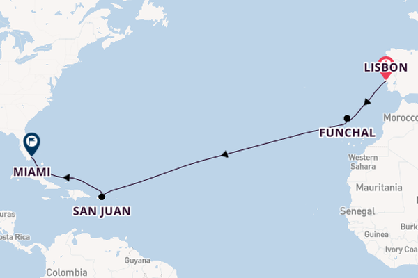Transatlantic from Lisbon, Portugal with the Seven Seas Grandeur