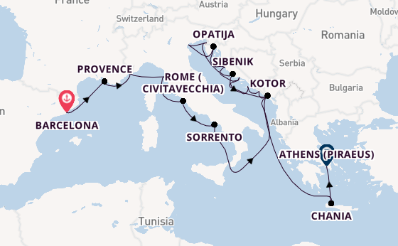 Mediterranean Sea from Barcelona, Spain with the Azamara Onward