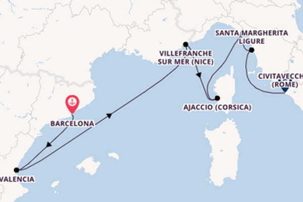Westelijke Middellandse Zee vanaf Barcelona, Spanje met de Voyager of the Seas
