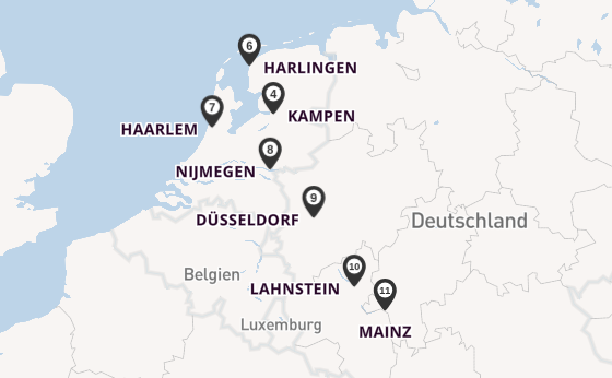 Rhein ab Frankfurt am Main, Deutschland auf der MS Lady Cristina