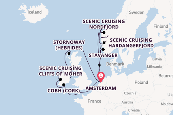 British Isles from Amsterdam, Netherlands with the Zuiderdam