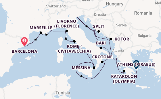 Mediterranean Sea from Barcelona, Spain with the Viking Mars