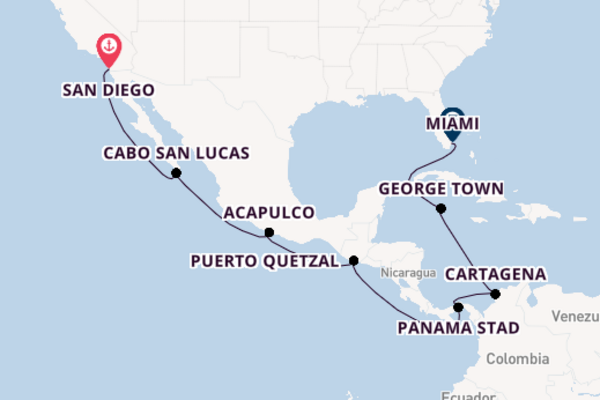 Cruise naar Miami via Cartagena