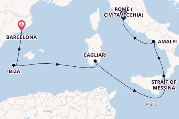 Western Mediterranean from Barcelona, Spain with the Queen Victoria
