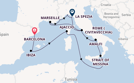 Western Mediterranean from Barcelona, Spain with the Queen Victoria