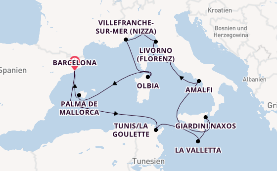 Westliches Mittelmeer ab Barcelona, Spanien auf der EXPLORA I