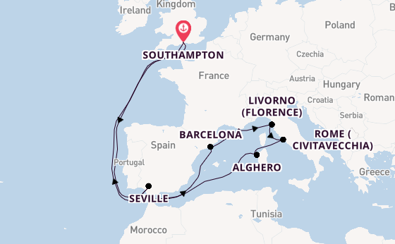 Western Mediterranean from Australia with the Sky Princess 
