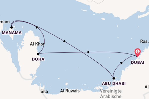 In 8 Tagen nach Dubai über Doha