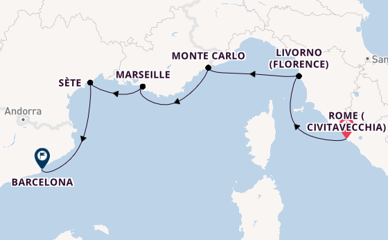 Western Mediterranean from Rome (Civitavecchia), Italy with the Viking Vela