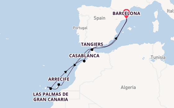 Western Mediterranean from Barcelona, Spain with the Celebrity Infinity