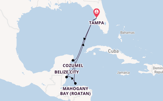 Western Caribbean from Tampa, Florida, USA with the Radiance of the Seas