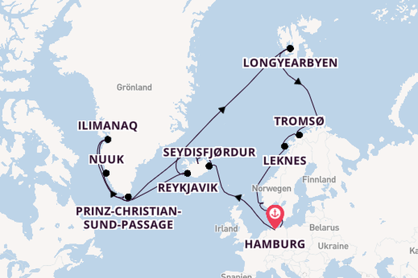 Arktis ab Hamburg auf AIDAsol