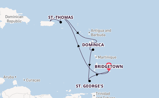 Caribbean from Bridgetown, Barbados with the Crown Princess