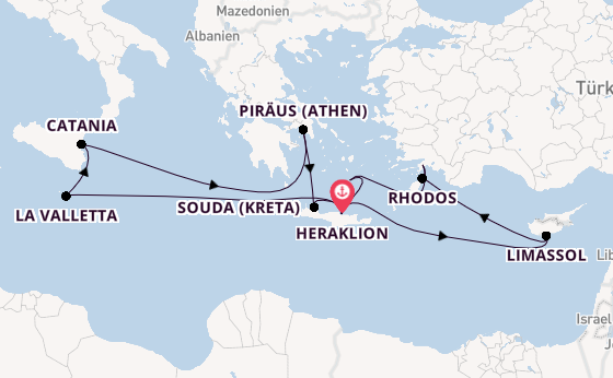 Östliches Mittelmeer ab Heraklion, Griechenland auf der Mein Schiff 5