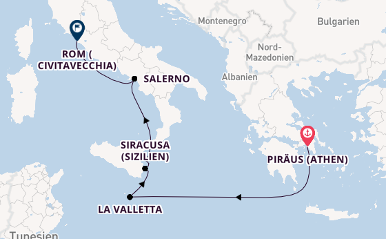 Westliches Mittelmeer ab Piräus (Athen), Griechenland auf der Azamara Onward