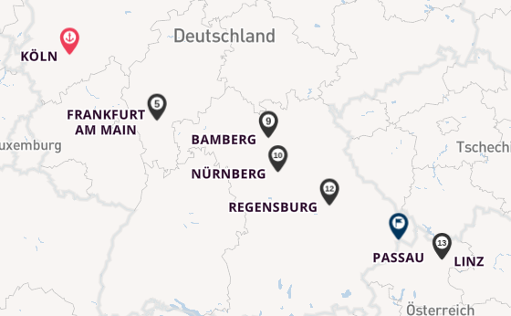 Main ab Köln, Deutschland auf der Amelia