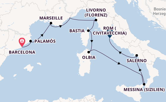 Westliches Mittelmeer ab Barcelona, Spanien auf der Nautica