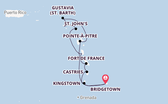 Southern Caribbean from Bridgetown, Barbados with the Seven Seas Grandeur