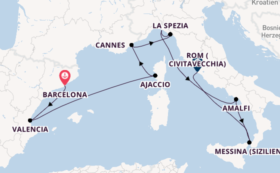 Westliches Mittelmeer ab Barcelona, Spanien auf der Celebrity Constellation