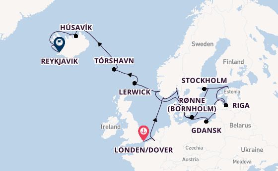 Arctica vanaf Londen/Dover, Groot-Brittannië met de Seabourn Quest