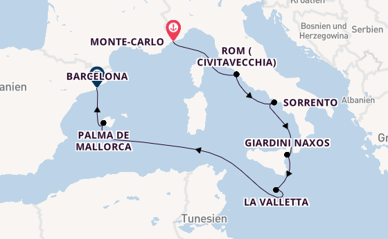 Westliches Mittelmeer ab Monte-Carlo, Monaco auf der EXPLORA I