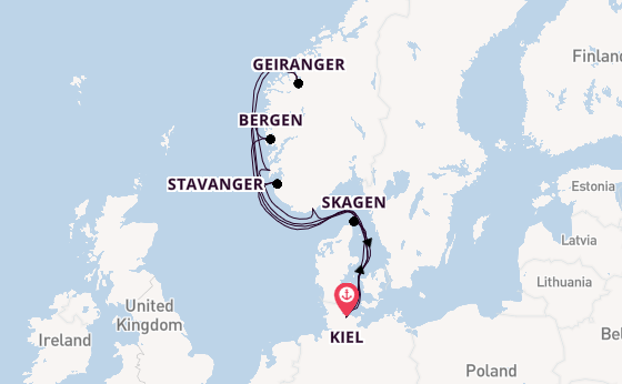 Noorwegen vanaf Kiel, Duitsland met AIDAnova