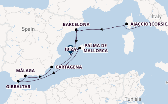 Westelijke Middellandse Zee vanaf Civitavecchia (Rome), Italië met AIDAcosma