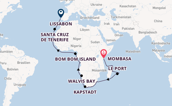 Afrika ab Mombasa, Kenia auf der VASCO DA GAMA